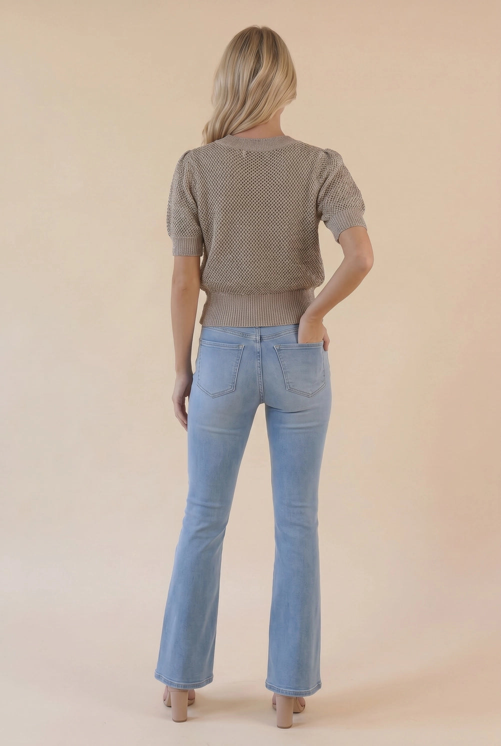 Hillary Sparkle Puff Short Sleeve Sweater