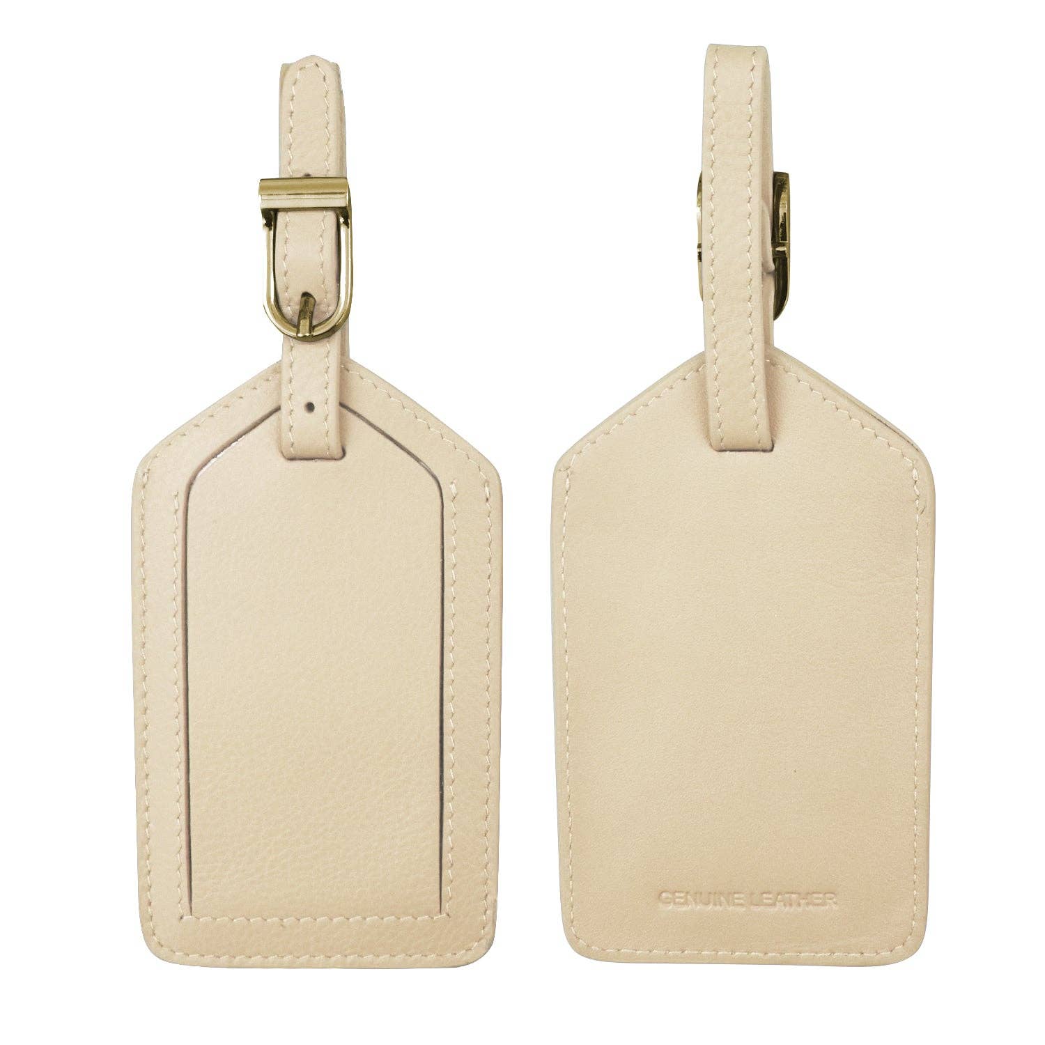 LEATHER LUGGAGE TAG W/ GOLD BUCKLE