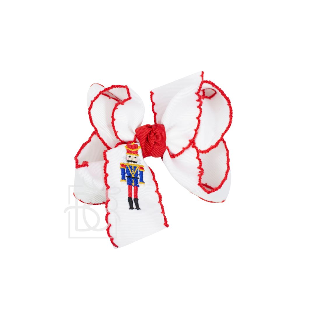 Embroidered Classic Nutcracker Crochet Edge Bow On Clip