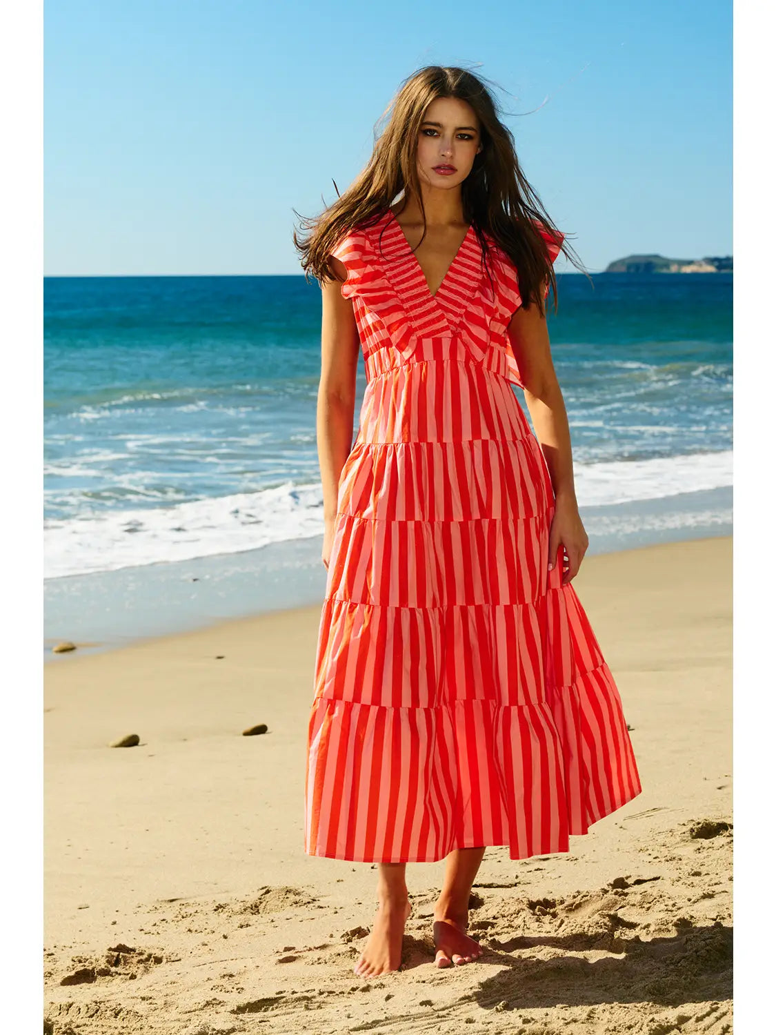 Maisy Striped Ruffle Tiered Maxi Dress