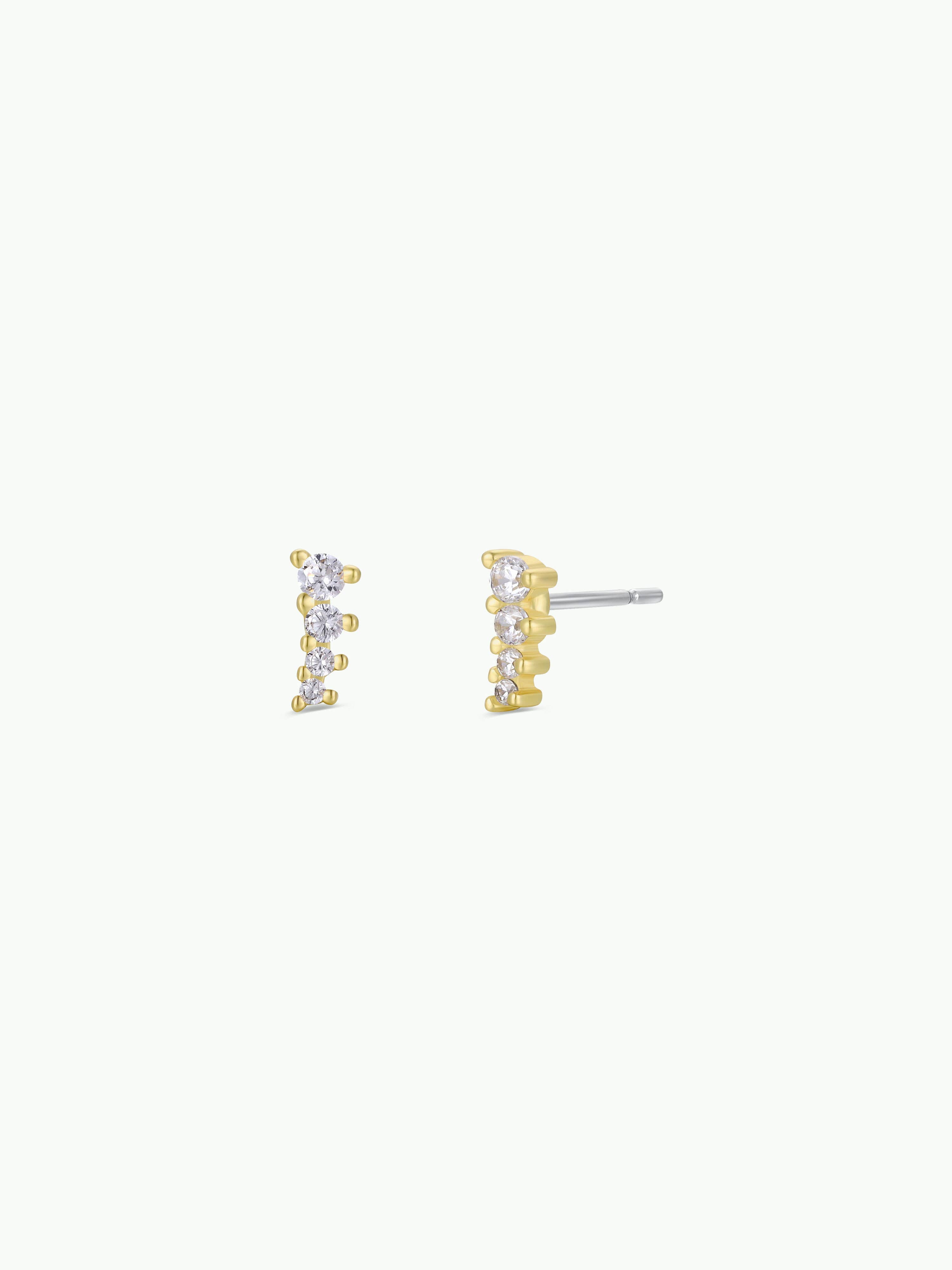 Mini Crawler - White CZ - Gold Earrings