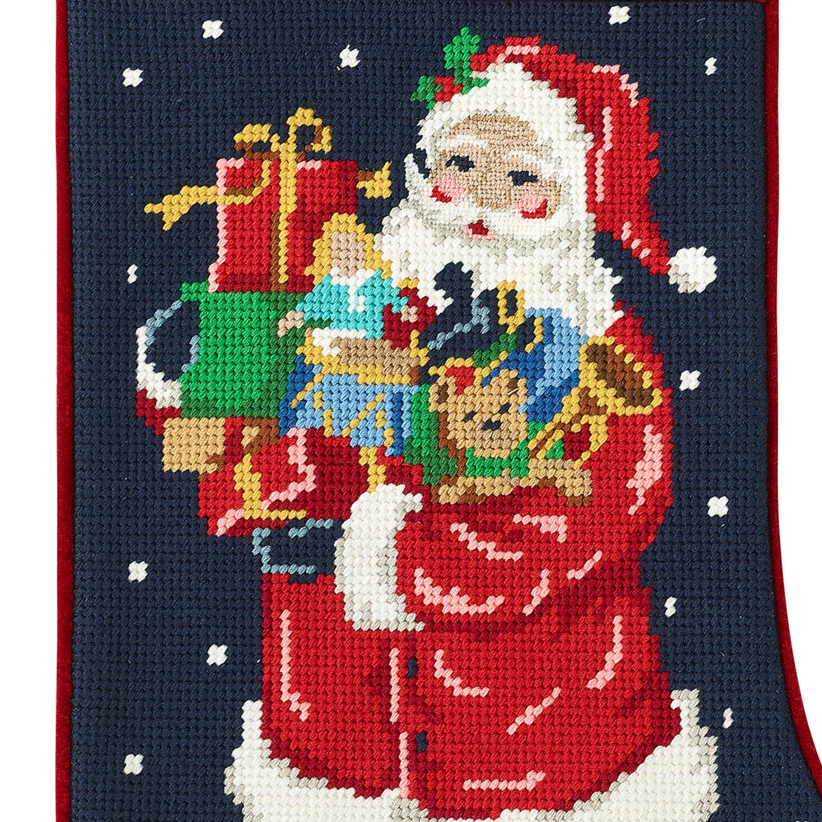 Santa with Toys Needlepoint Stocking
