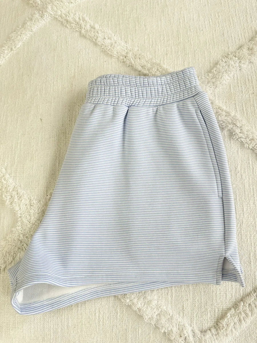 Blue & White Mini Stripe Shorts
