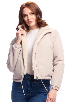 Fabulous Furs | Ivory Insta Reversible Zip Jacket