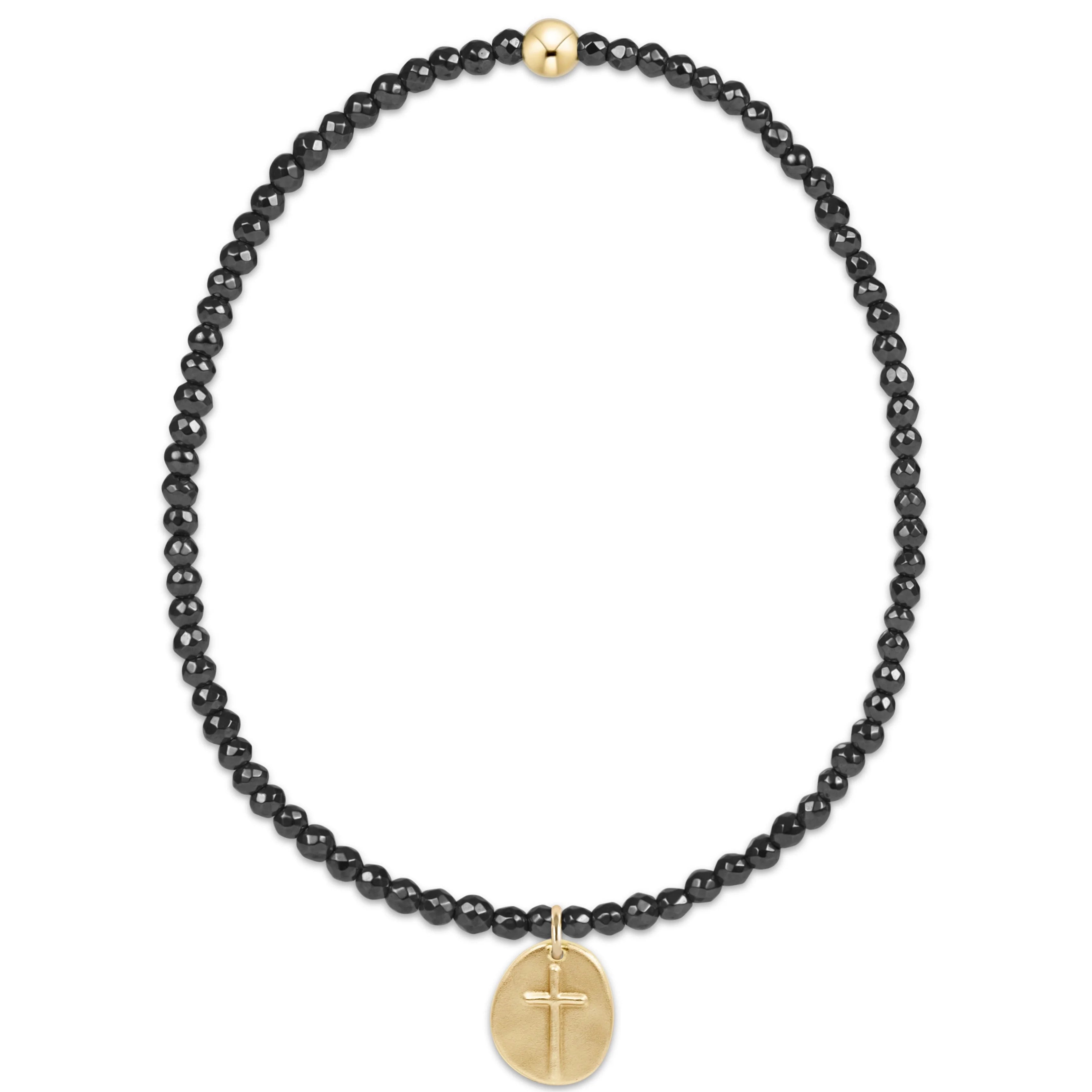 eNewton | Extends Hematite 2mm Bead Bracelet - Inspire Small Gold Charm