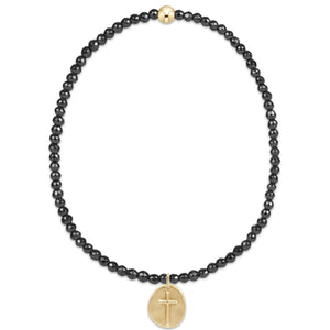 eNewton | Extends Hematite 2mm Bead Bracelet - Inspire Small Gold Charm