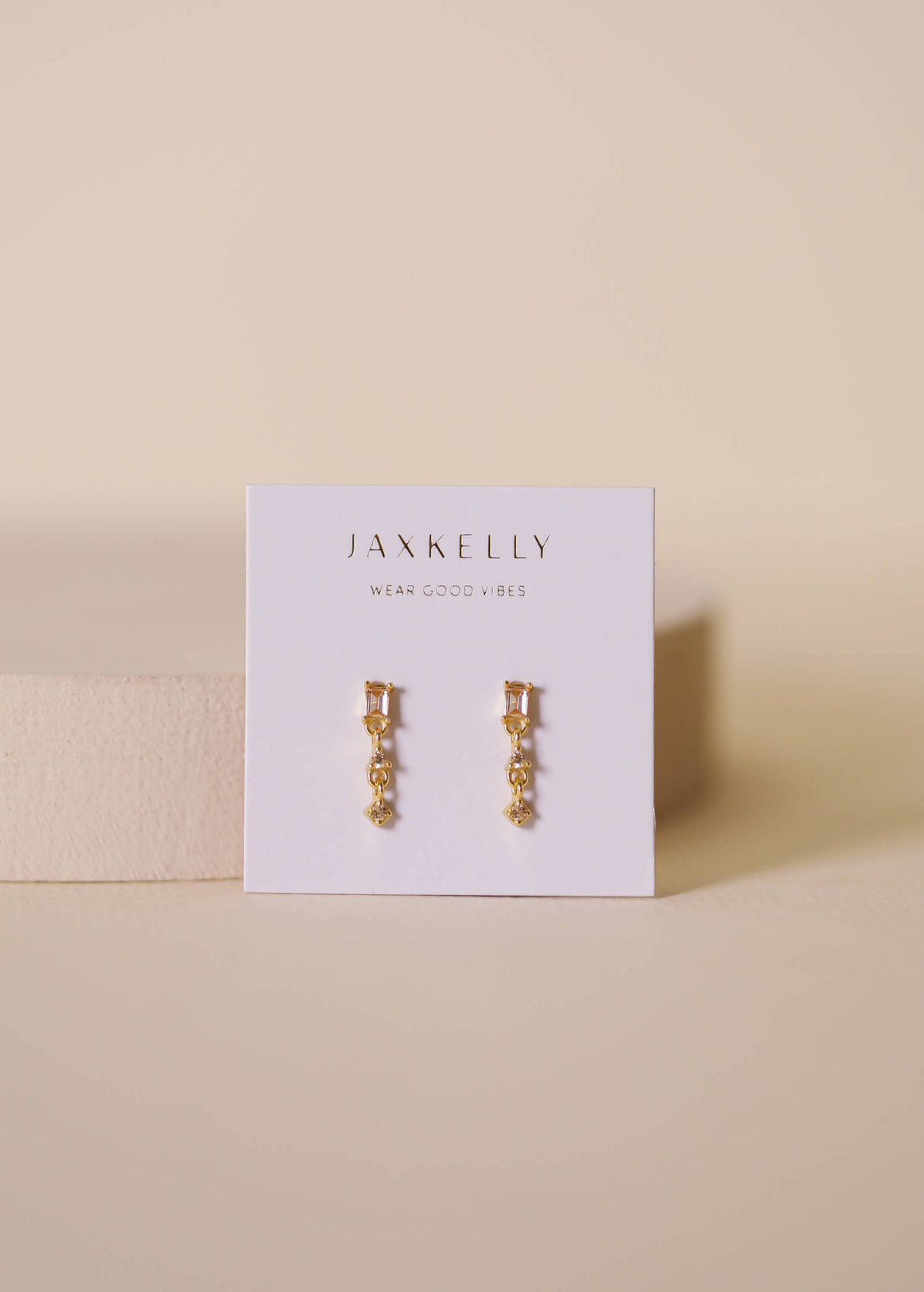 Mini Baguette Drop Earrings - Champagne