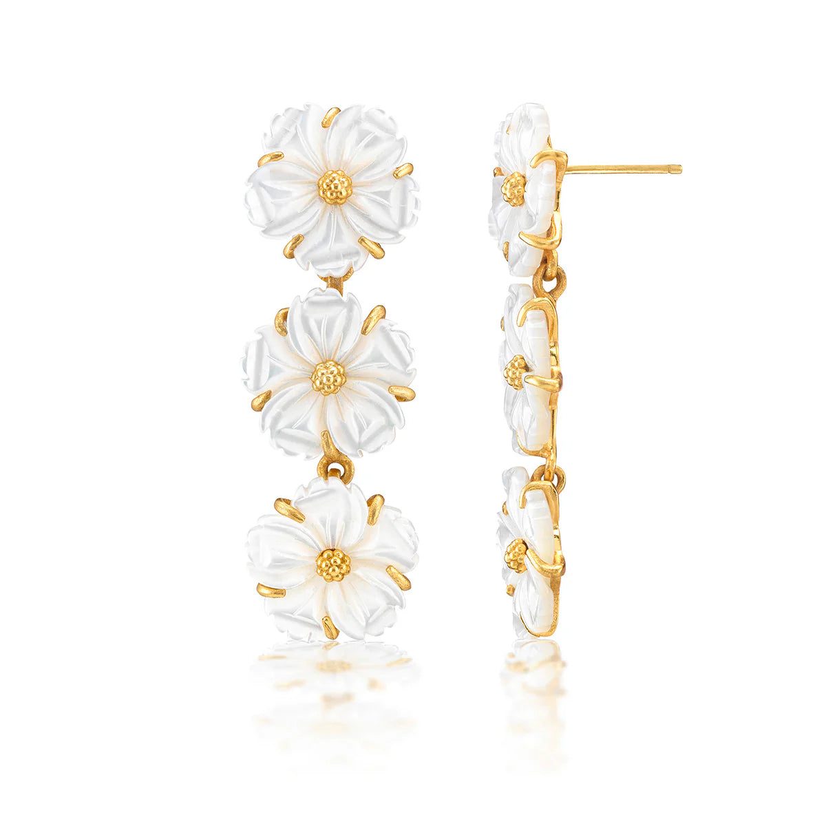 Mermaid Garden Petite Linear Earrings - Mother of Pearl