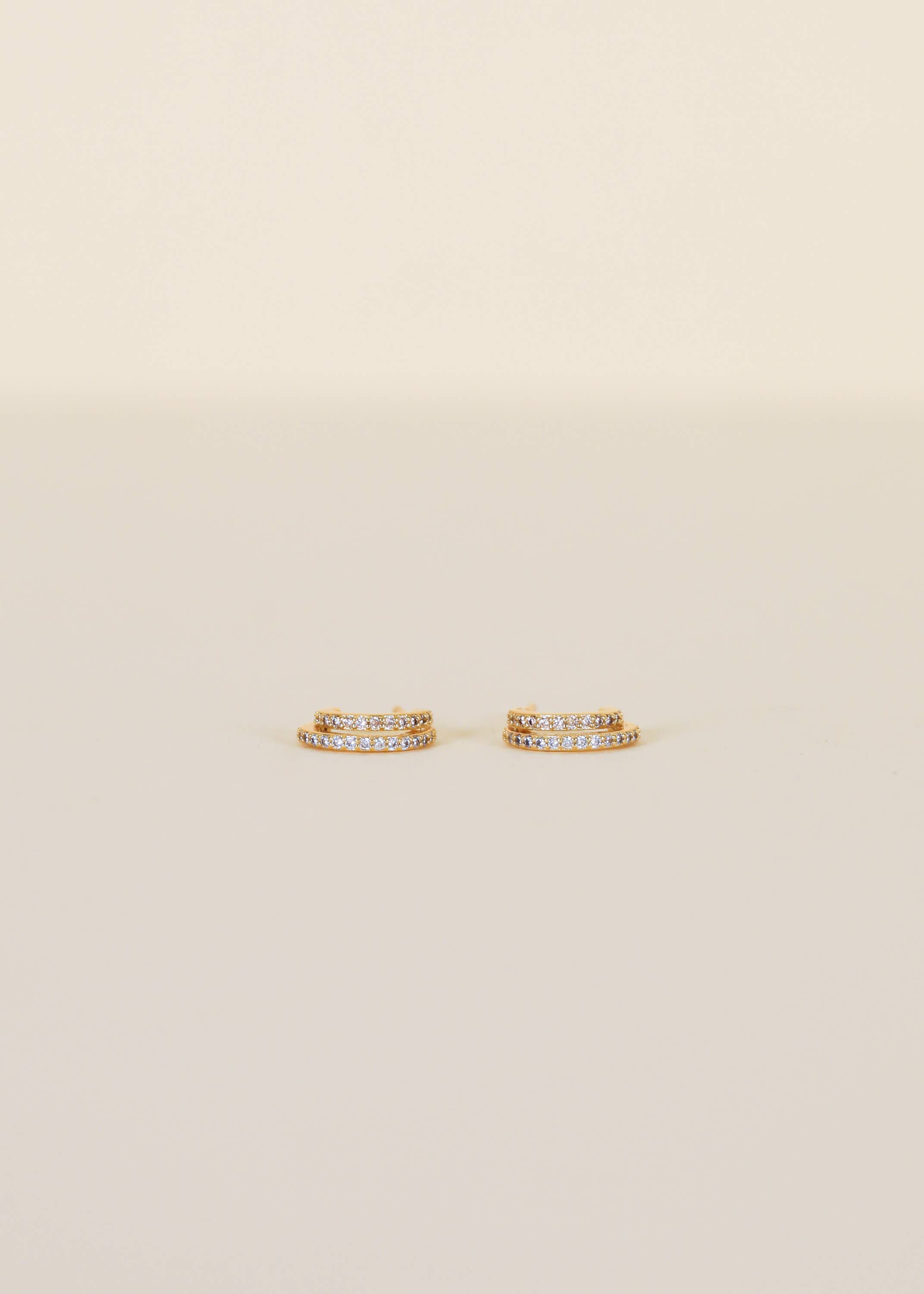 Double Champagne Hoop - Gold Earrings