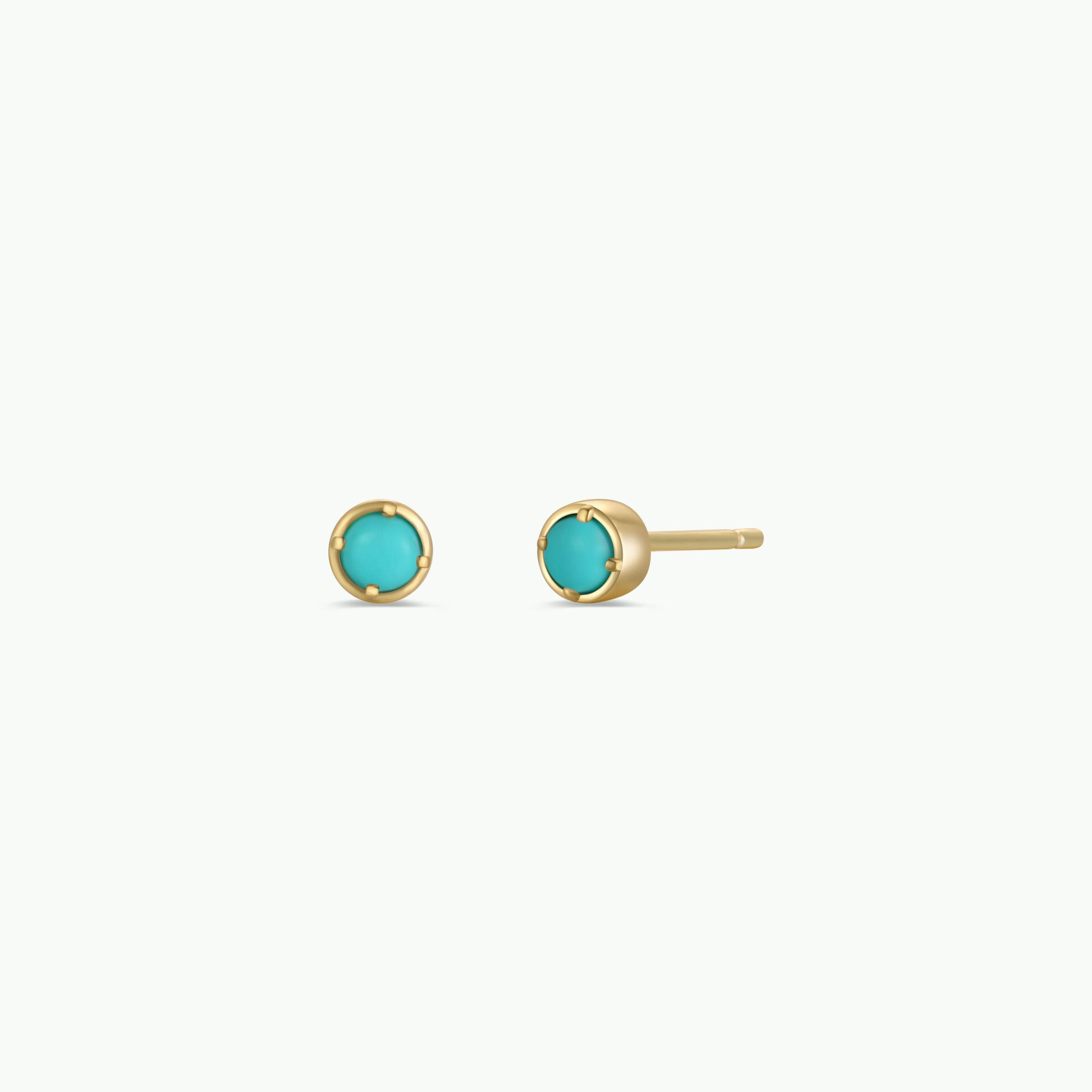 Simple Stud - Turquoise - Gold Earrings