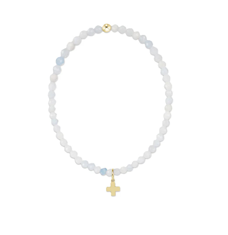 Classic 3mm Gemstone Bracelet with Gold Signature Cross Charm