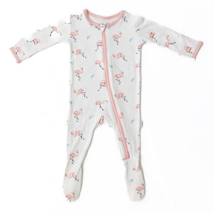 bamboo little | Flamingo Zippered Footie