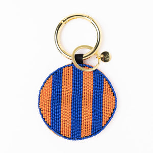 INK + ALLOY | Game Day Football Beaded Bag Charm Blue + Orange