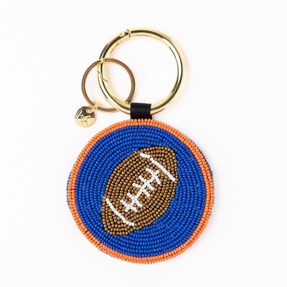 INK + ALLOY | Game Day Football Beaded Bag Charm Blue + Orange