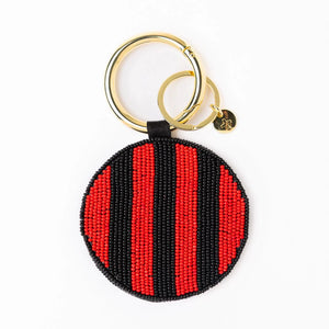 INK + ALLOY | Game Day Football Beaded Bag Charm Red + Black