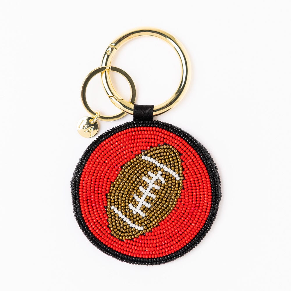 INK + ALLOY | Game Day Football Beaded Bag Charm Red + Black