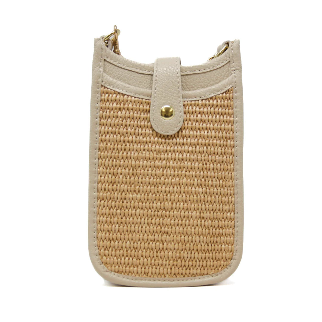German Fuentes | Rattan and Leather Crossbody Cellphone Bag