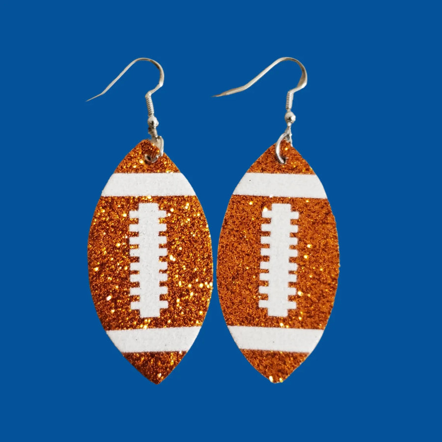 Glitter Football Earring/ Orange and White