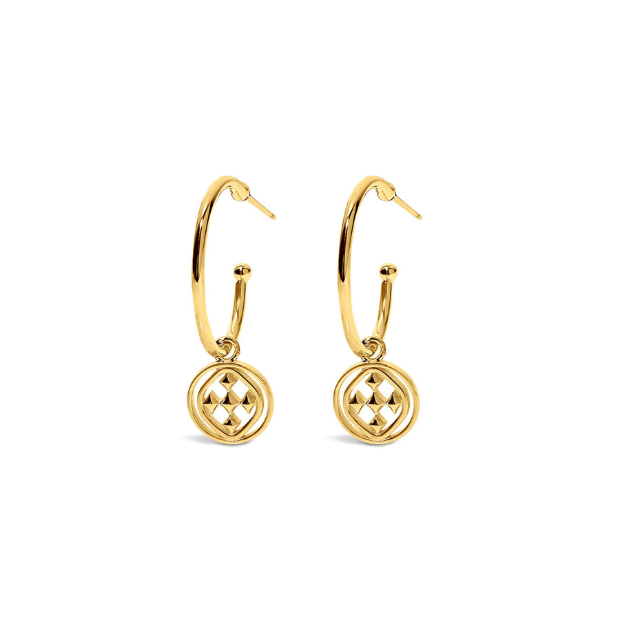 Gracewear Collection | Medallion Small Hoop Earrings - Gold Vermeil