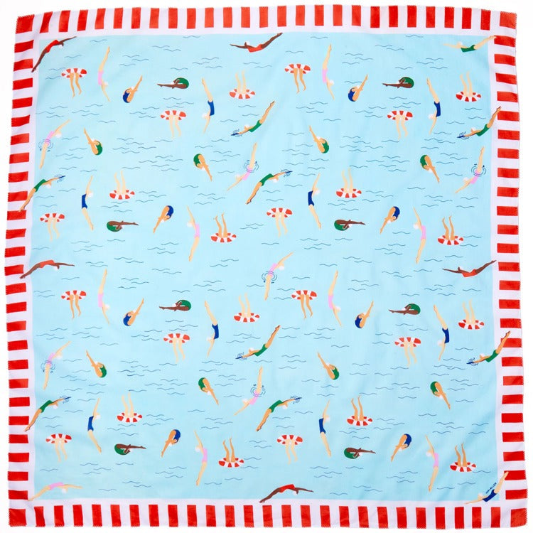Olivia swimmer print scarf 36x36