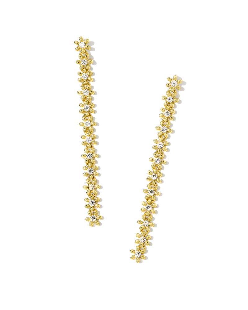 Kendra Scott | Nydia Linear Earrings - Gold / White Crystal