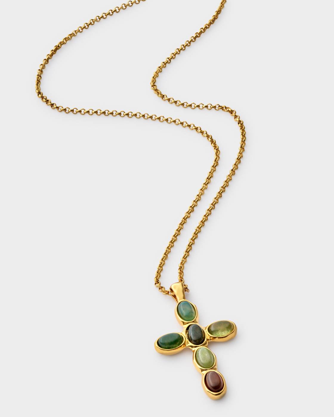 Stone Agate Cross Necklace
