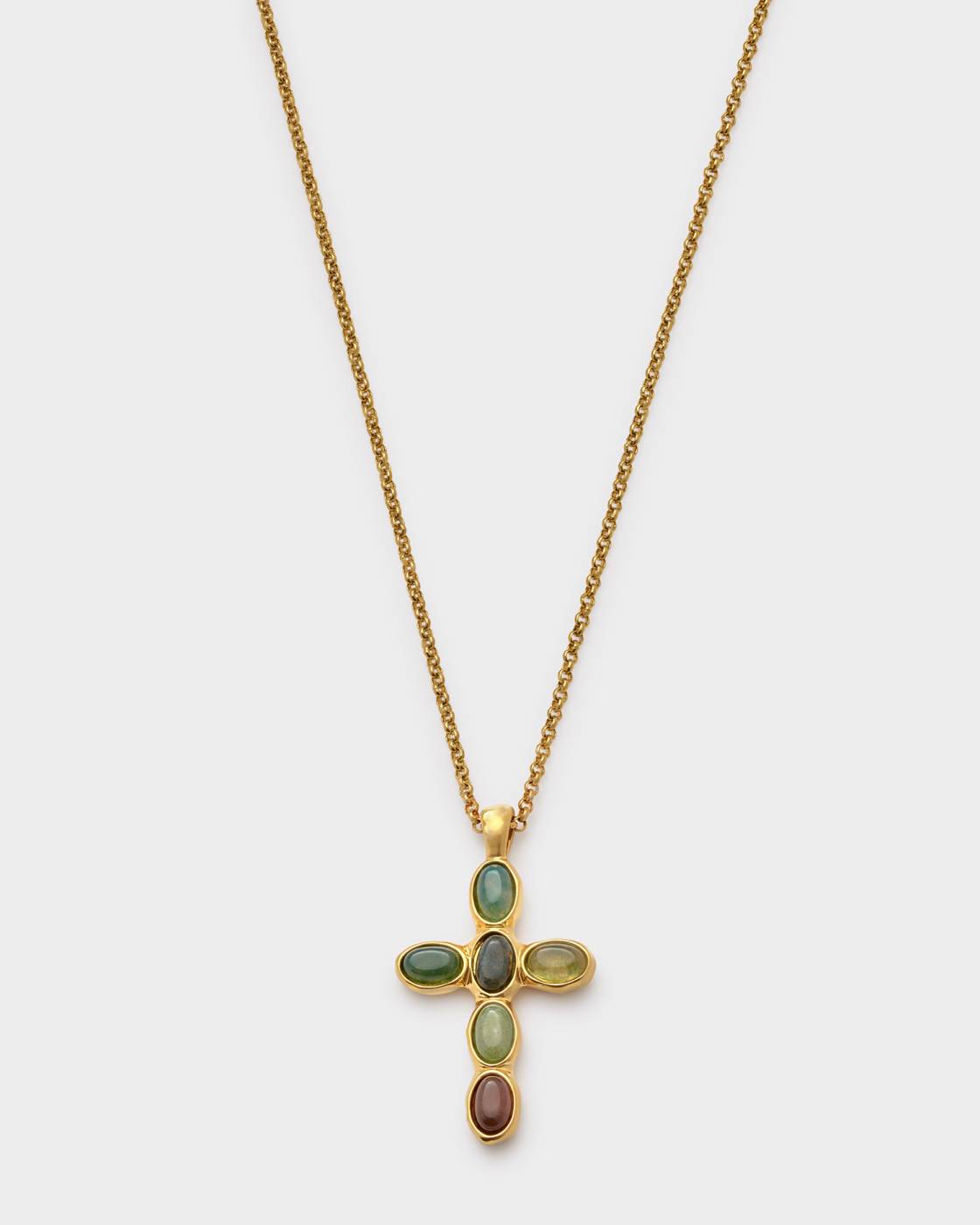 Stone Agate Cross Necklace