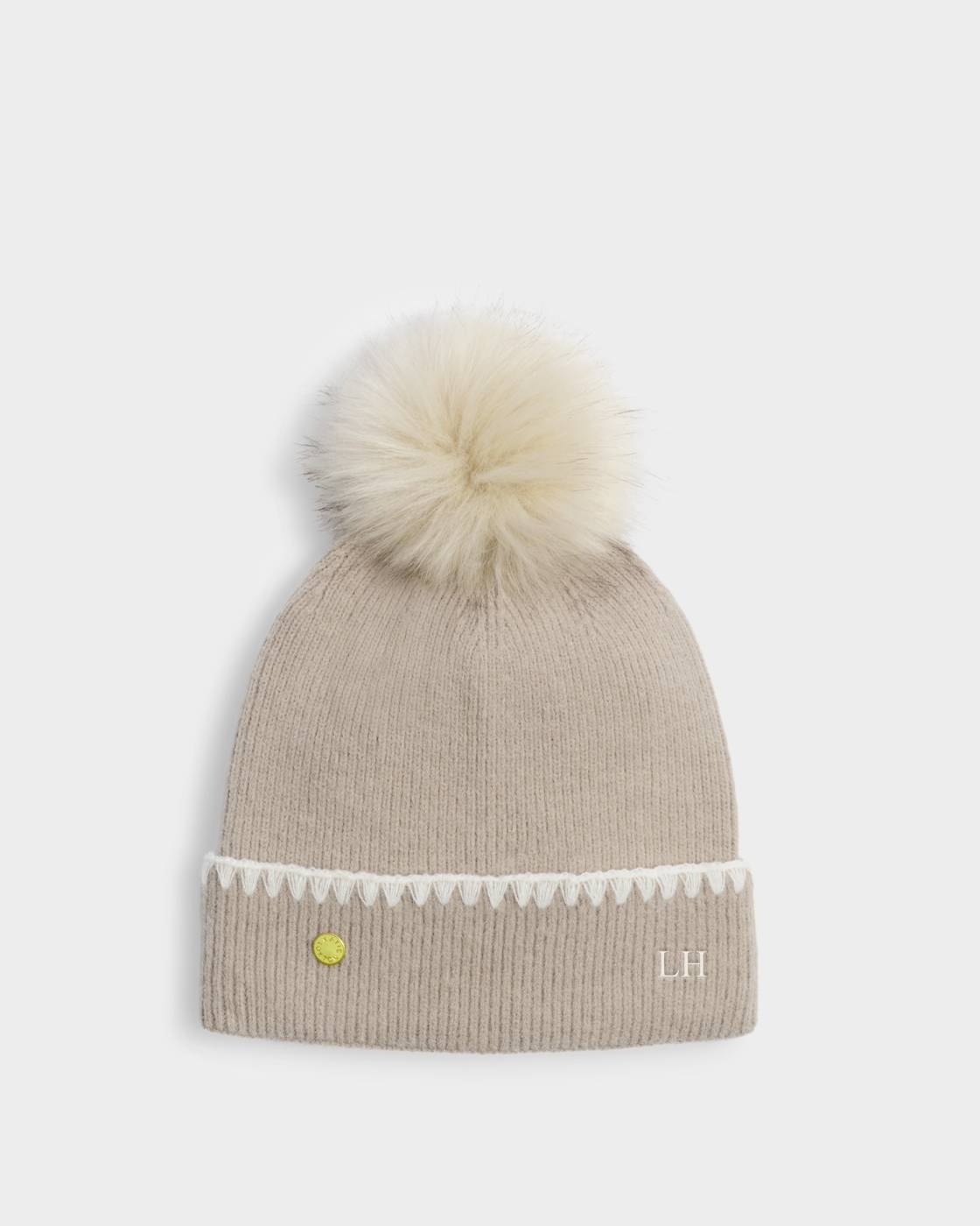 Whipstitch Pom Pom Knitted Hat