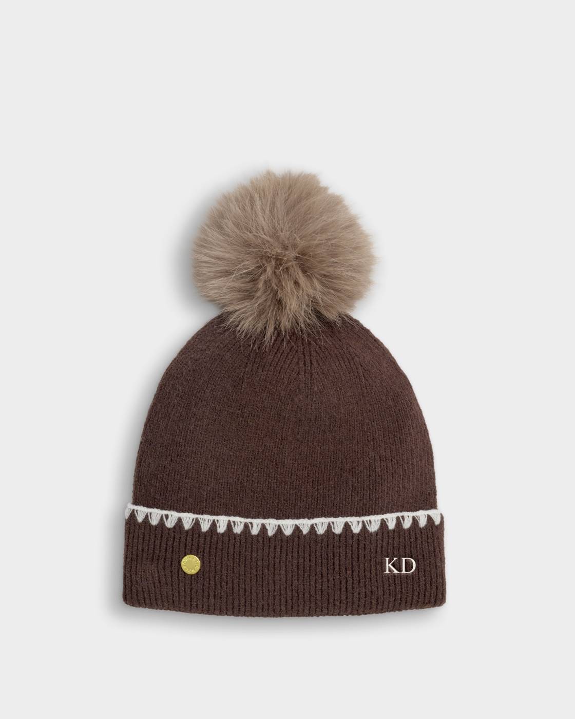 Whipstitch Pom Pom Knitted Hat