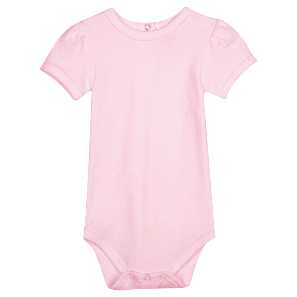 Girl's Short Puff Sleeve Light Pink Infant Bodysuit