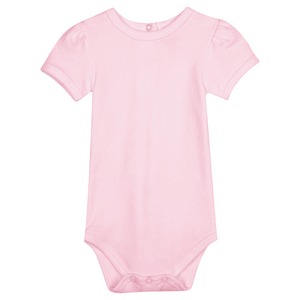 Girl's Short Puff Sleeve Light Pink Infant Bodysuit