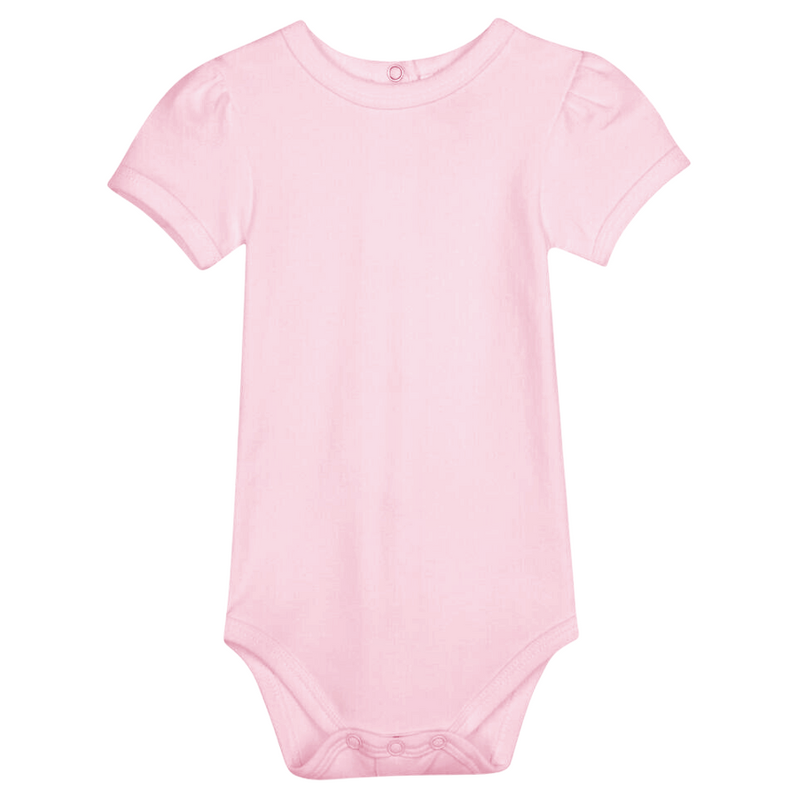Girl's Short Puff Sleeve Light Pink Infant Bodysuit