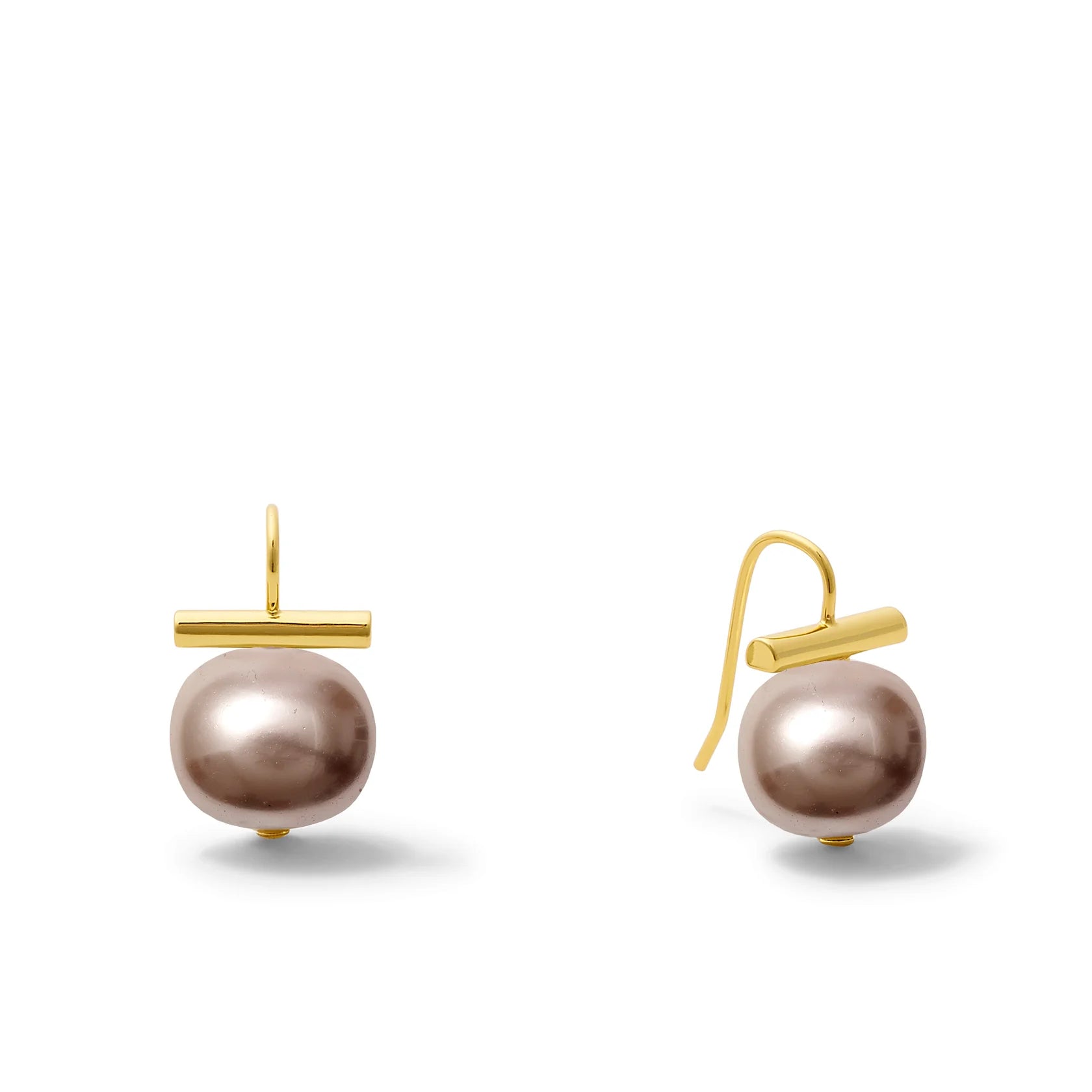 CC & Co. | Gold Pebble Pearl Earrings - Medium