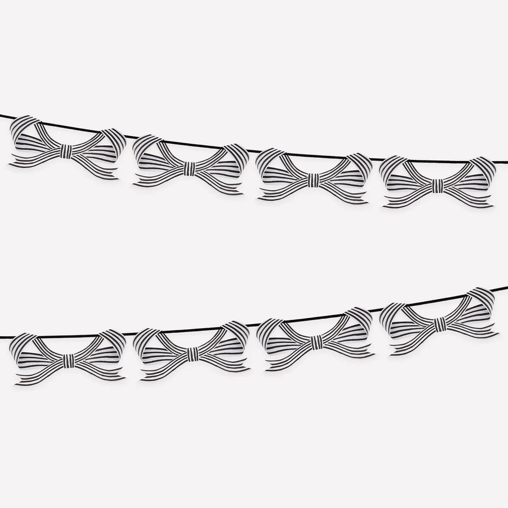 Meri Meri | Black & White Stripy Bow Garland