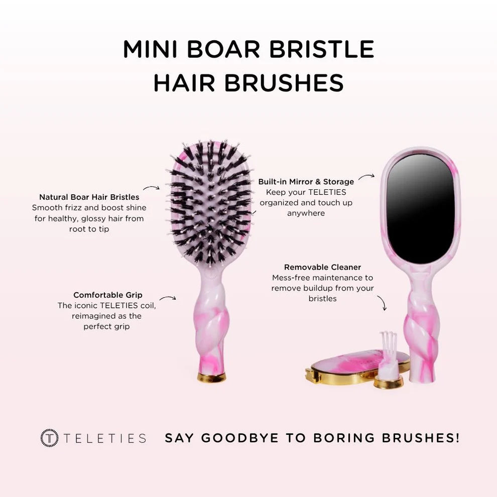 Mini Boar Bristle Hair Brush - Tortoise