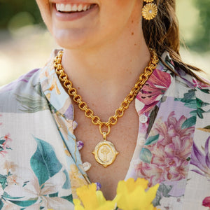 Susan Shaw | Handcast Gold Cross Intaglio Necklace