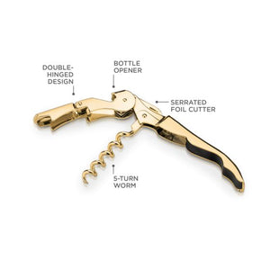 True | Belmont 24K Signature Double Hinged Corkscrew Gold Viski