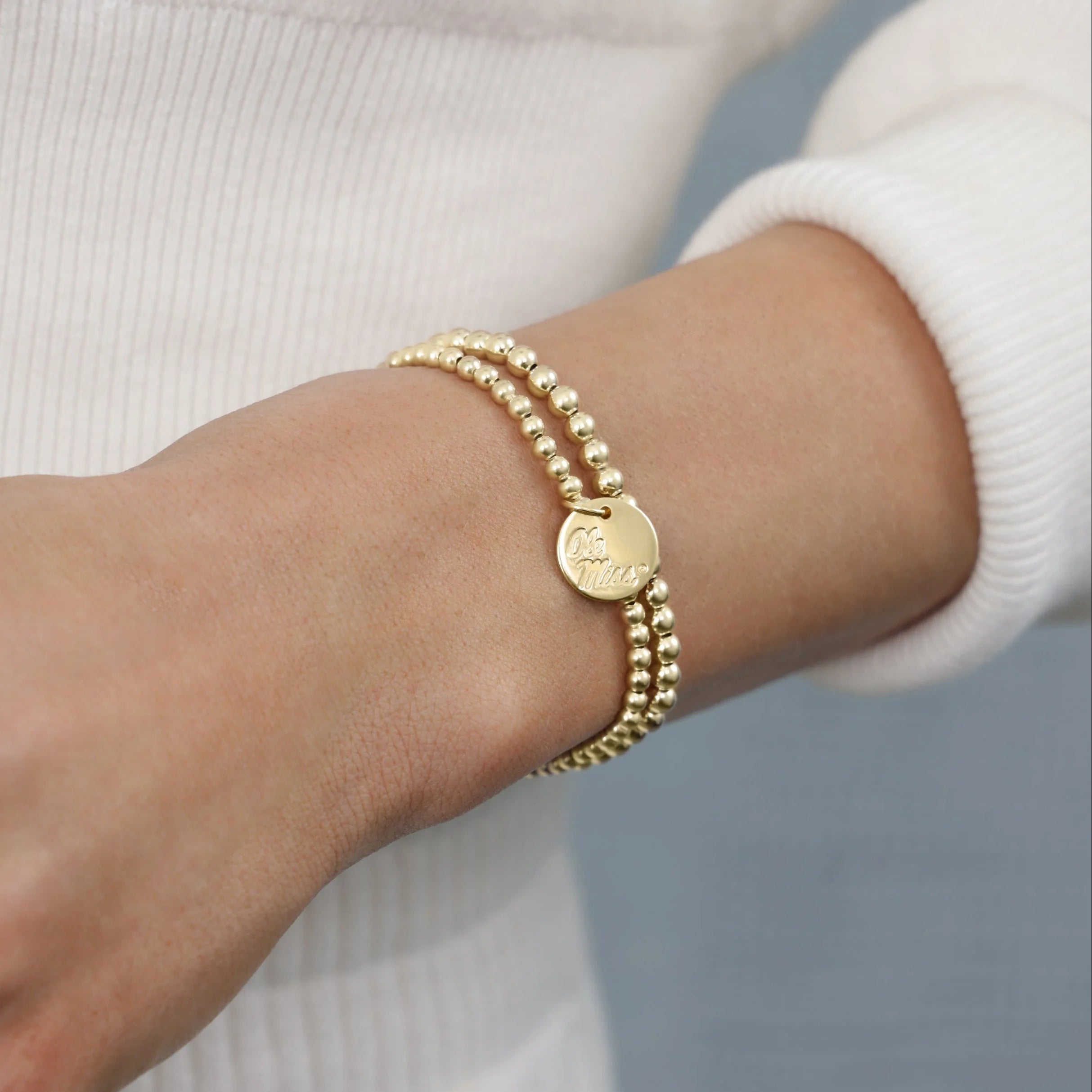 Ecollegiate Classic Gold 3mm Ole Miss Disc Bracelet