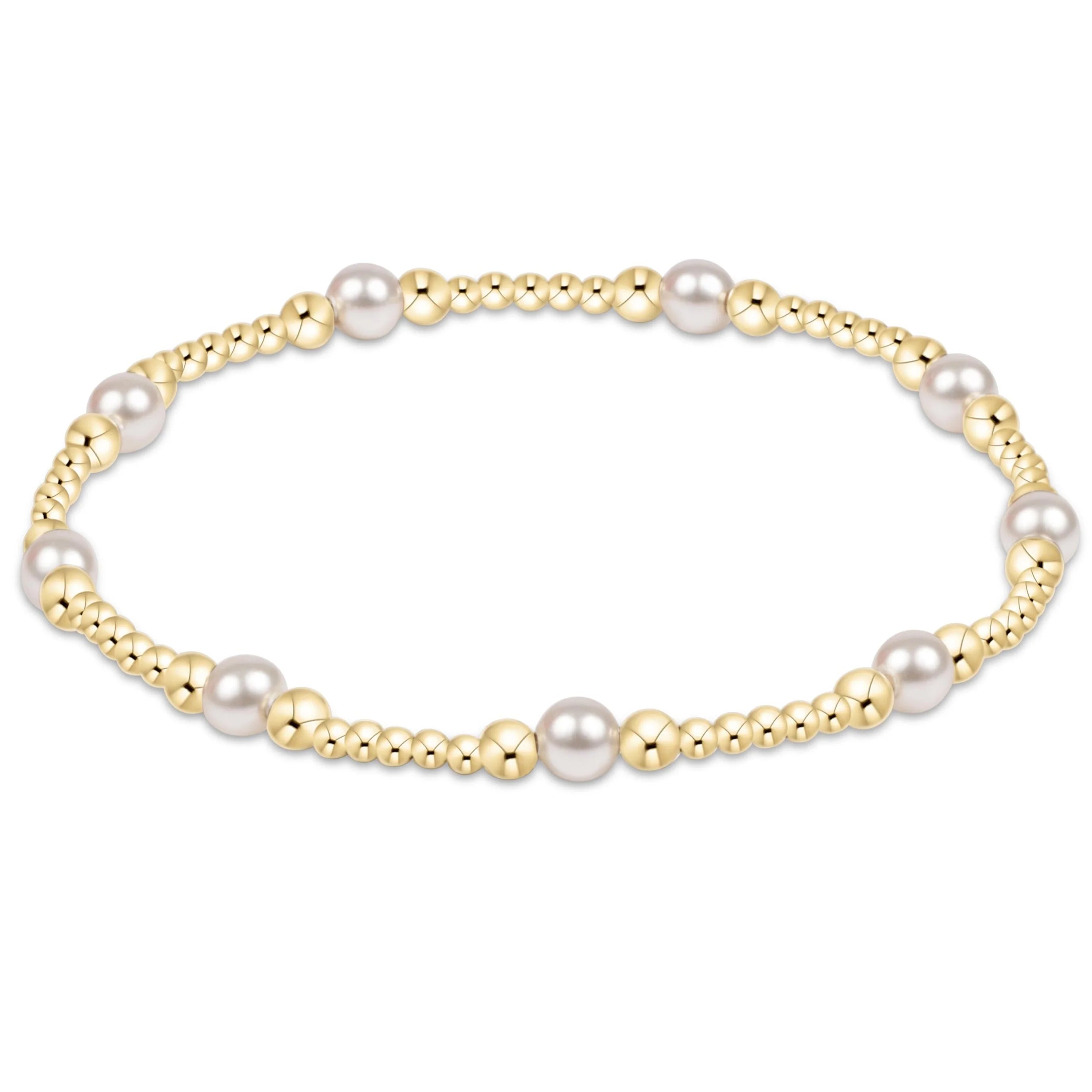 eNewton | Classic Purpose Pattern 4mm Bead Bracelet - Pearl