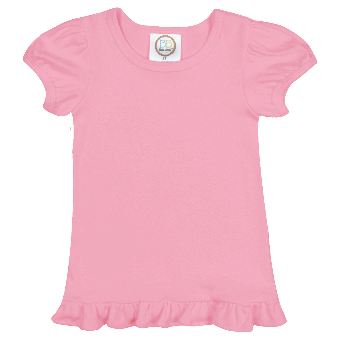 Girl's Pink Short Sleeve Ruffle T-Shirt