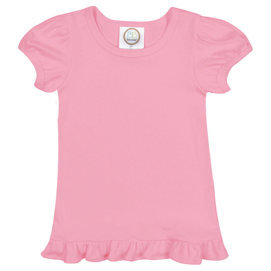 Girl's Pink Short Sleeve Ruffle T-Shirt