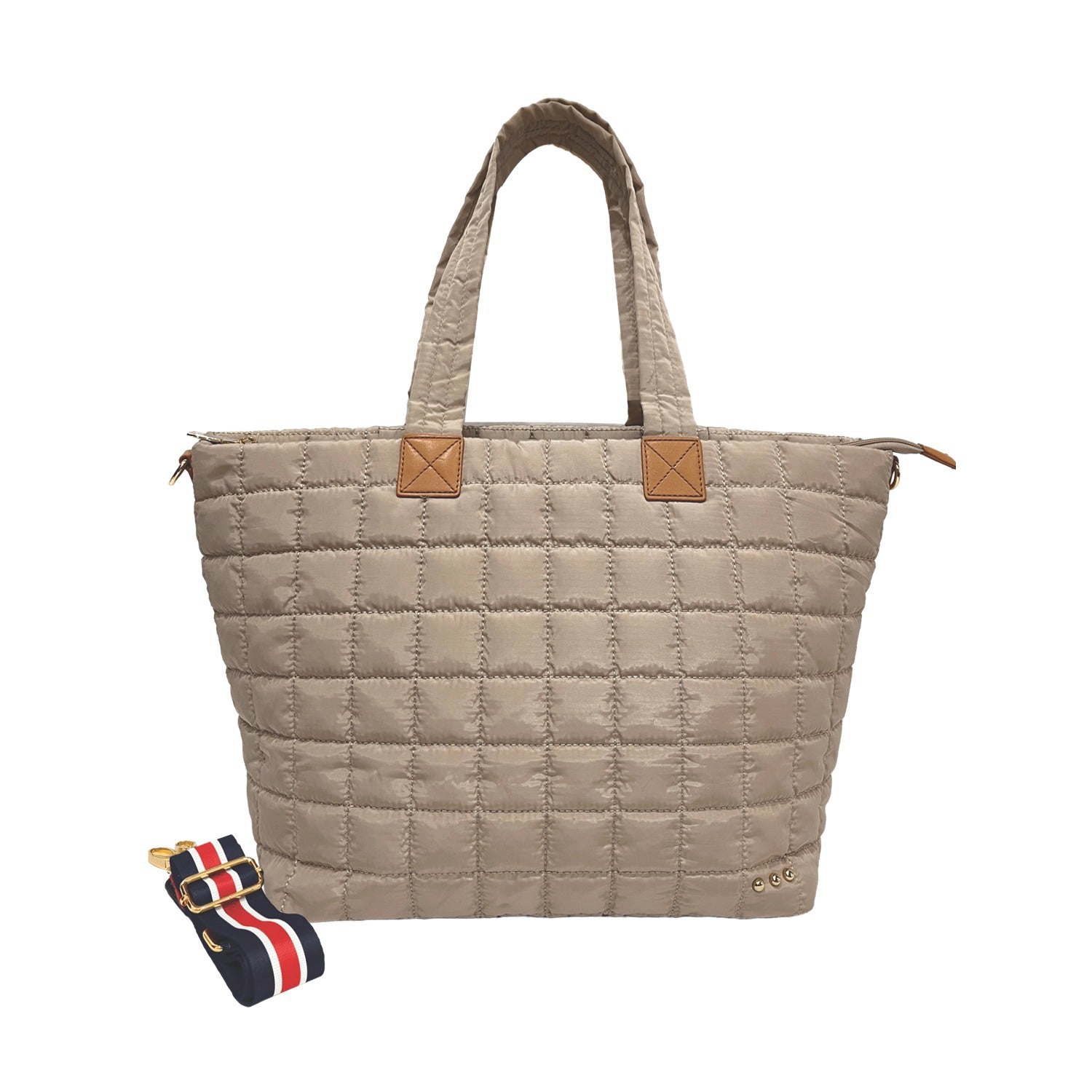 Tan Day Dreamer Quilted Tote Bag