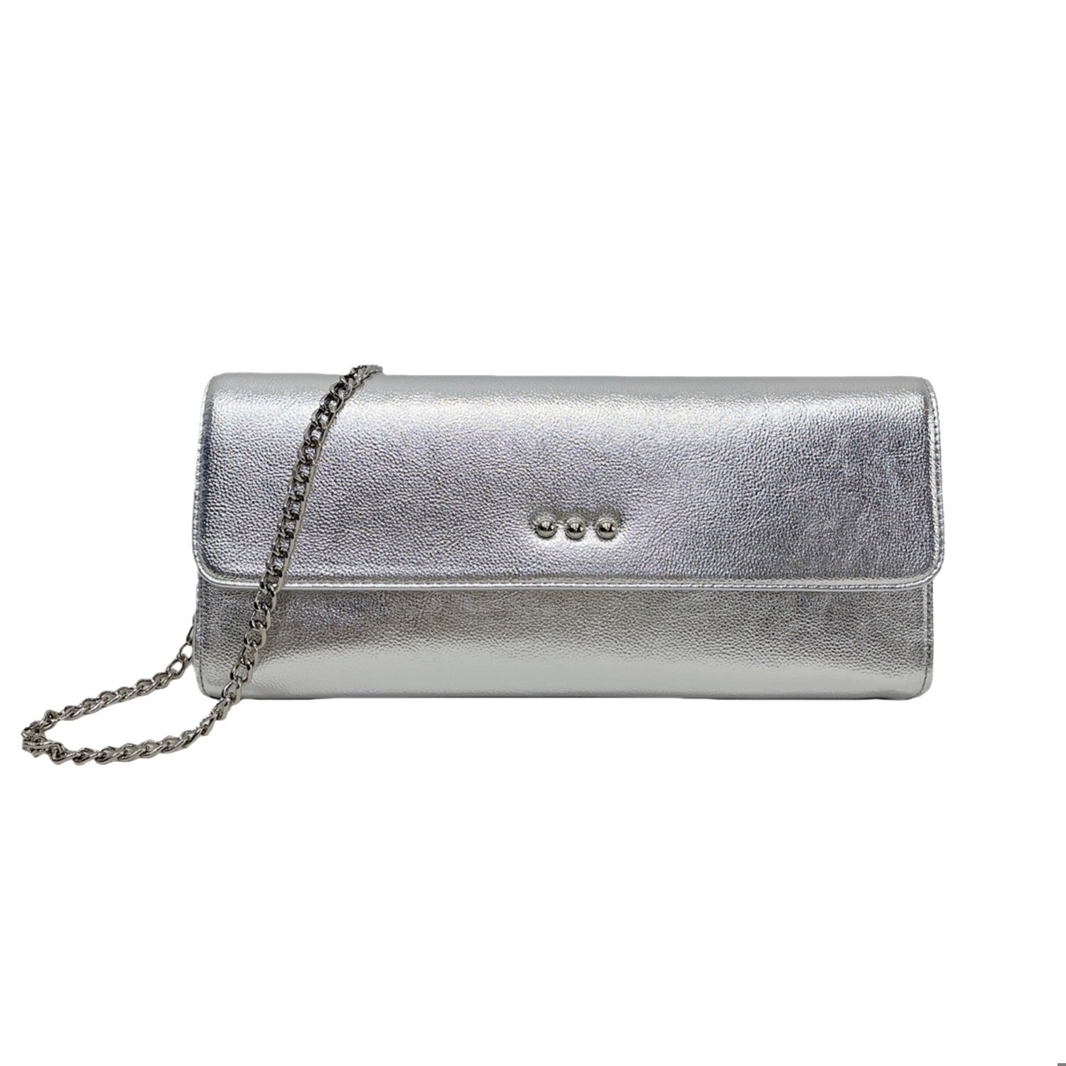 Silver The Evening Metallic Clutch Crossbody Bag