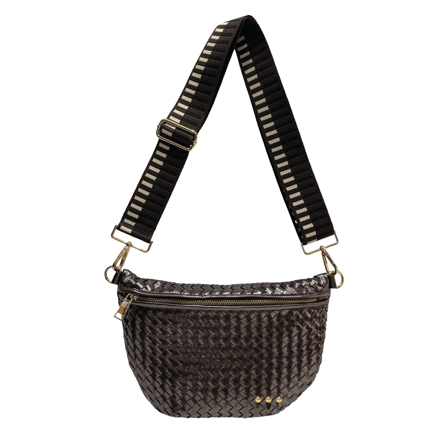 Metallic Gunmetal Westlyn Woven Bum Bag