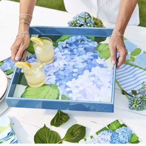 ROCKFLOWERPAPER | Blue Hydrangeas 15" Square Tray