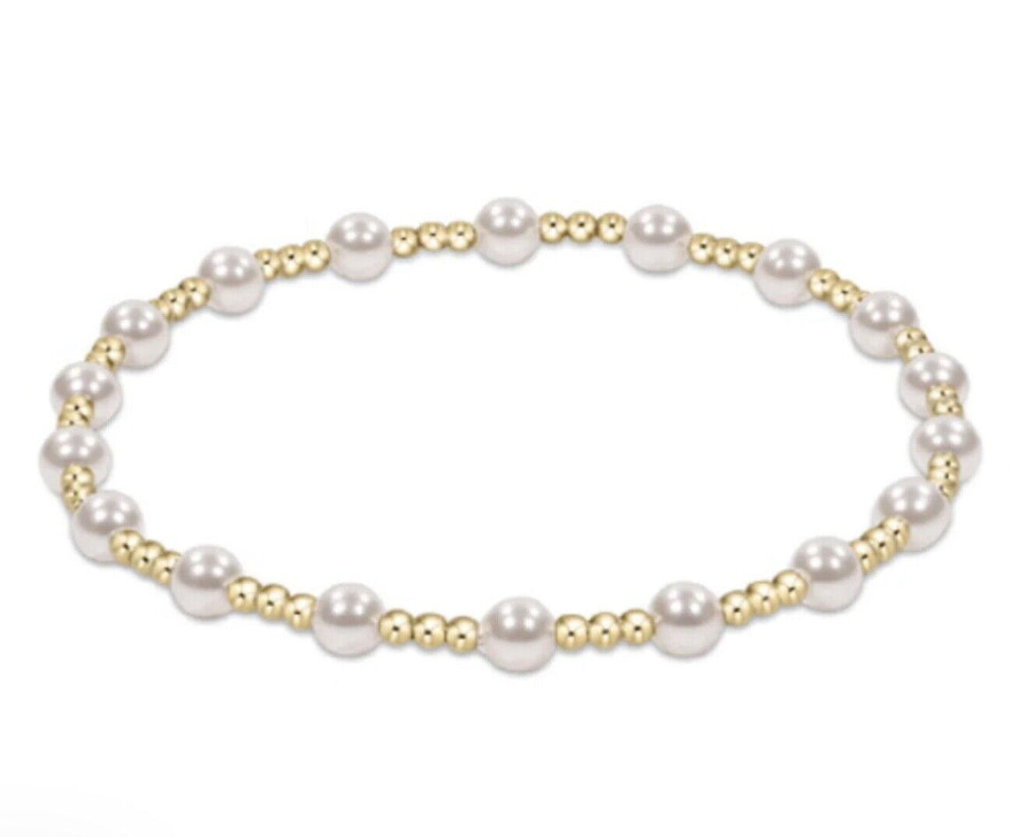 Classic Sincerity Pattern - 4mm Bead Bracelet - Pearl