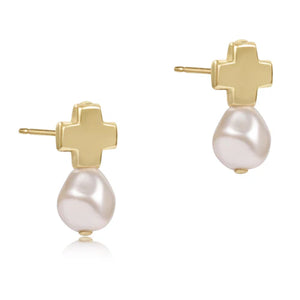 eNewton | Signature Cross Gold Stud - Pearl