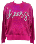 Queen of Sparkles | Hot Pink Sequin Cheers Sweater