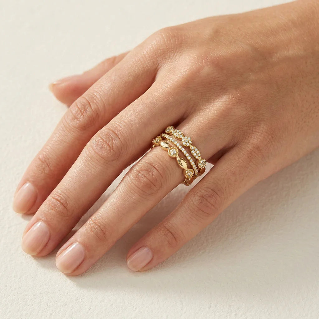 Waterproof Shiny Three Stackable Rings