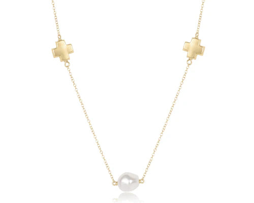 eNewton | Choker Signature Cross Admire Simplicity Gold/Pearl Chain